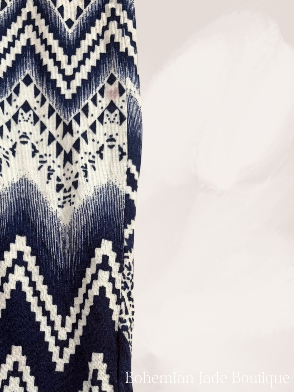 Iris Los Angeles Strapless Maxi Dress Women’s Small Blue White Tribal Chevron - Picture 7 of 7